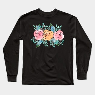 Watercolor roses bouquet Long Sleeve T-Shirt